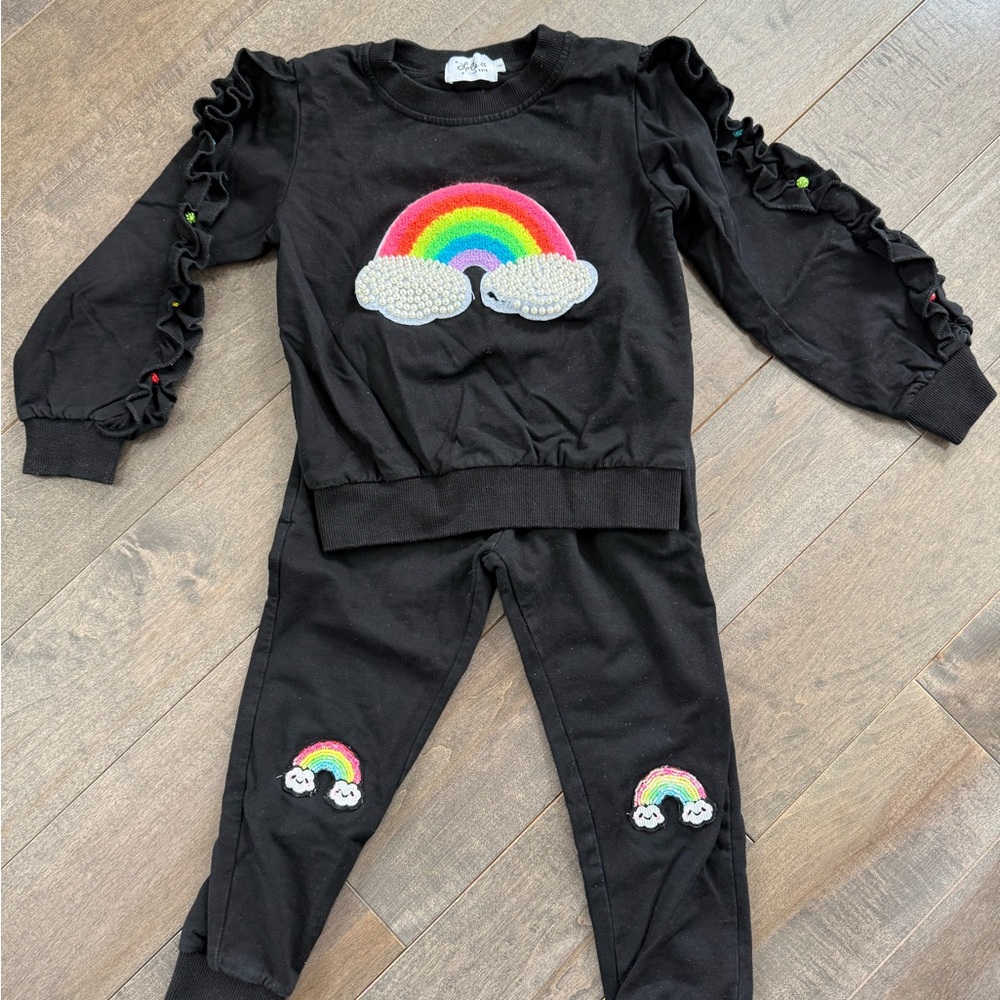LOLA AND THE BOYS Rainbow Embroidered Kids Outfit